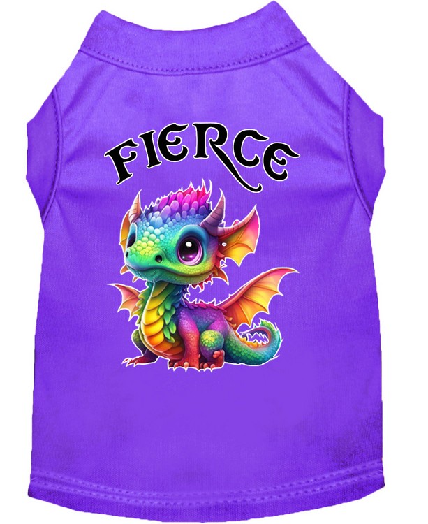 Fierce Dragon Screen Print Dog Shirt Purple XS (8)